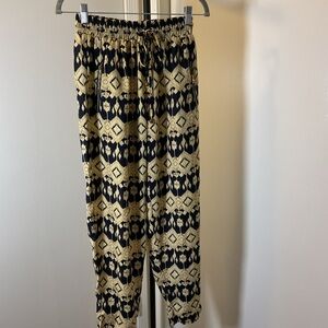 19. Mine Navy Blue and Gold with Geometric Pattern Baggy Lounge Pants Size Small
